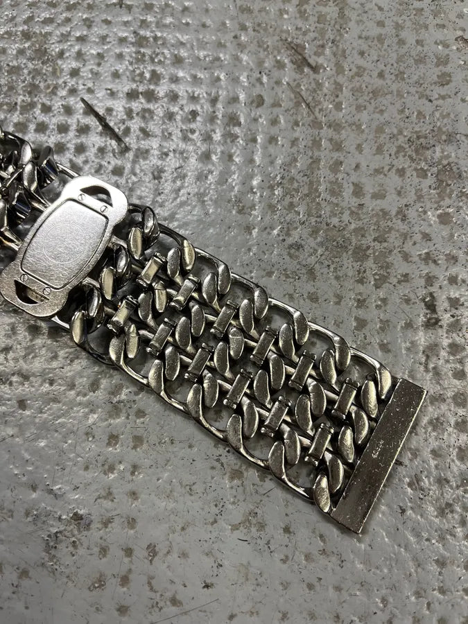 2000s Roberto Cavalli Double Chain Silver Steel Contemporary  Watch (OS) GllUWnk 11