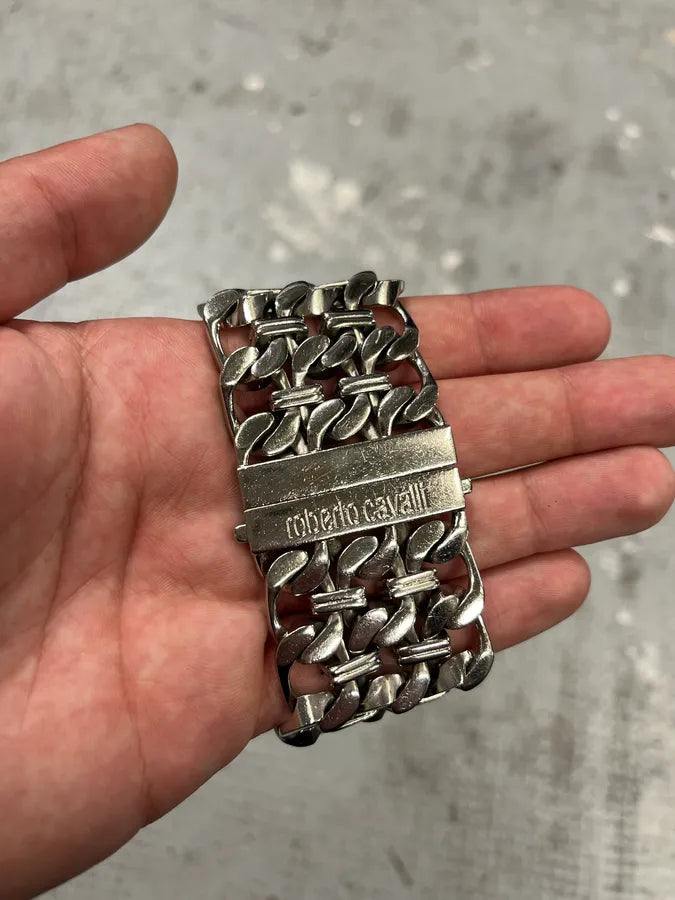 2000s Roberto Cavalli Double Chain Silver Steel Contemporary  Watch (OS) GllUWnk 12