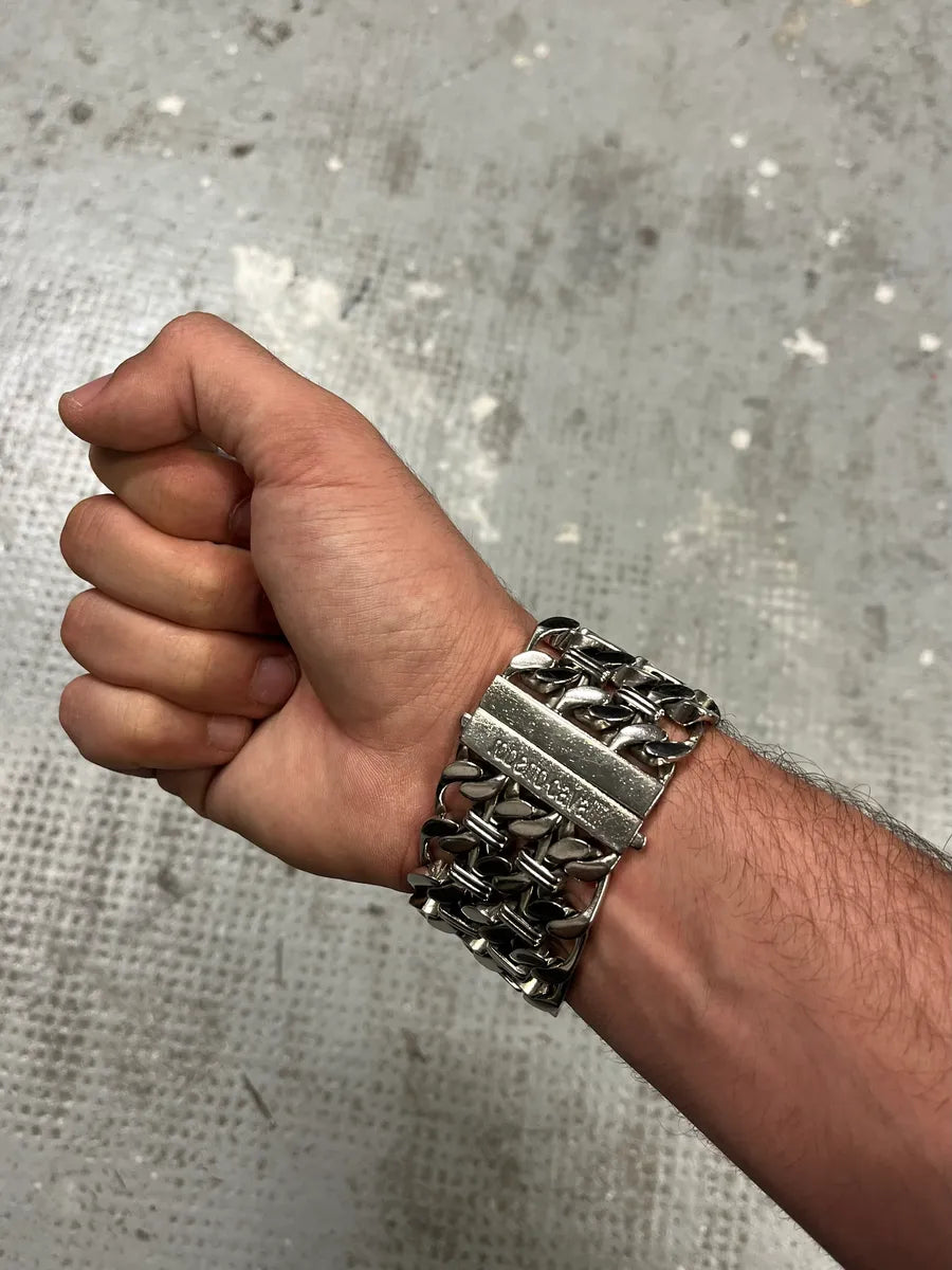 2000s Roberto Cavalli Double Chain Silver Steel Contemporary  Watch (OS) GllUWnk 3