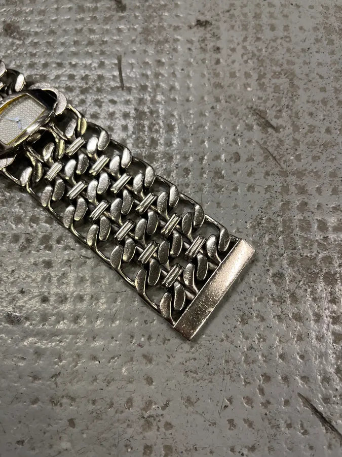 2000s Roberto Cavalli Double Chain Silver Steel Contemporary  Watch (OS) GllUWnk 7