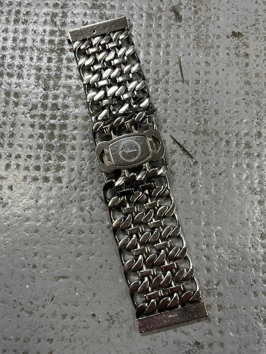 2000s Roberto Cavalli Double Chain Silver Steel Contemporary  Watch (OS) GllUWnk 9