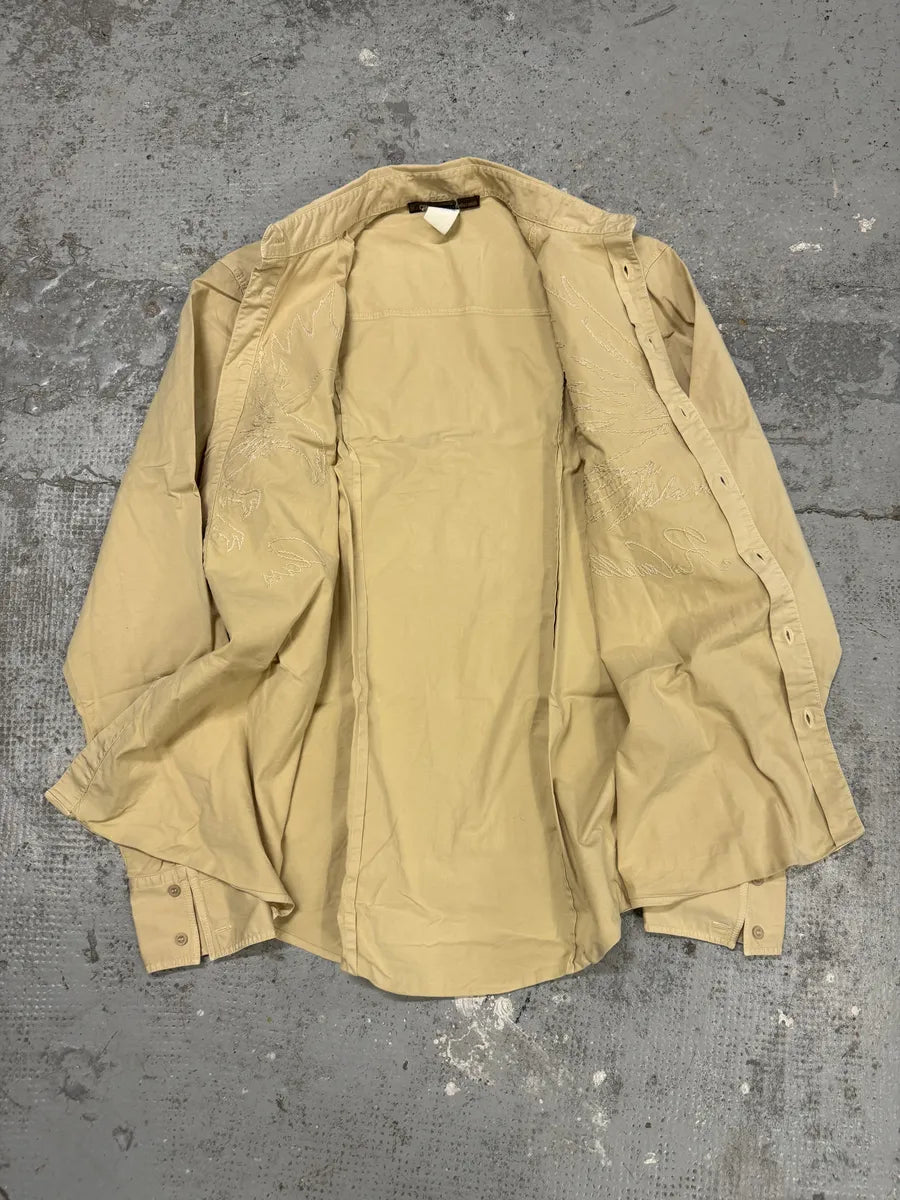 2000s Roberto Cavalli Eagle Patch Beige Shirt ArGkYIm 2