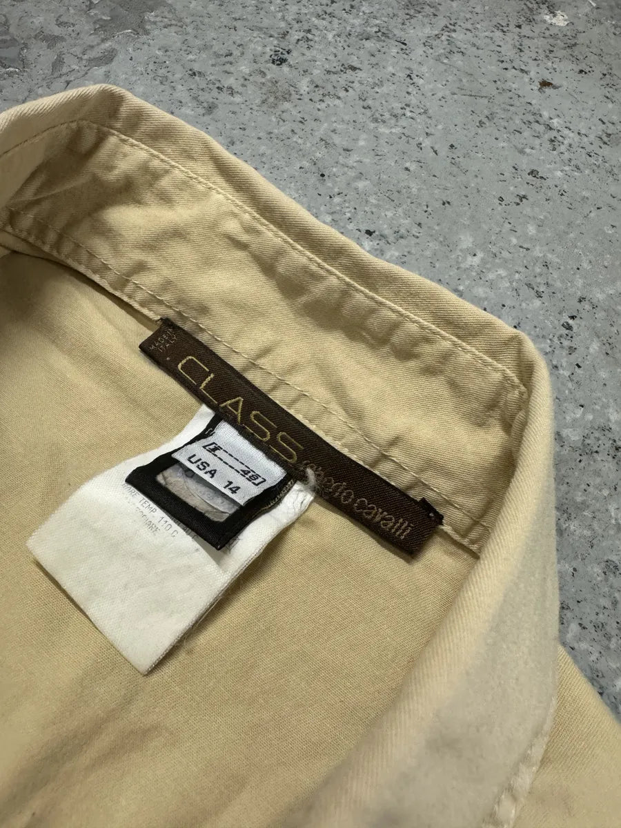 2000s Roberto Cavalli Eagle Patch Beige Shirt ArGkYIm 6