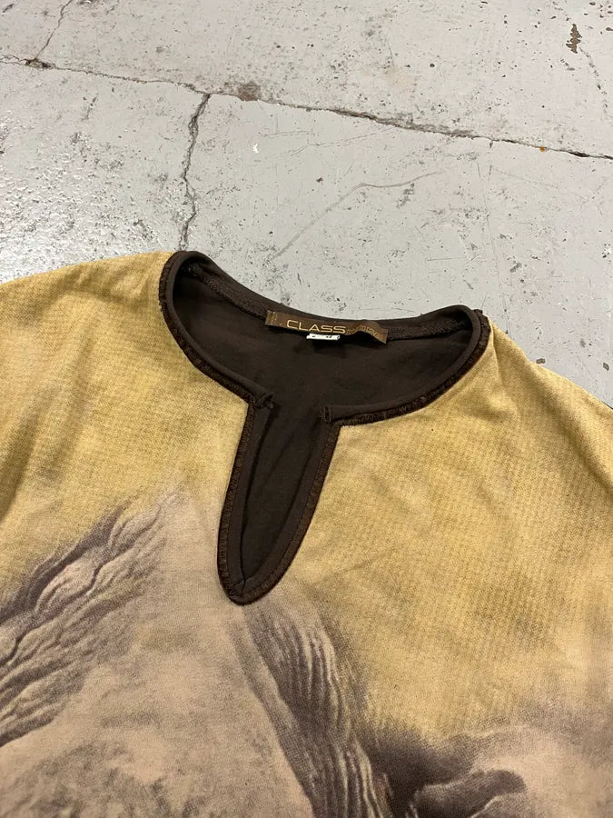 2000s Roberto Cavalli Elephant Beige & Brown Tunisian Longsleeve vBebSat 4