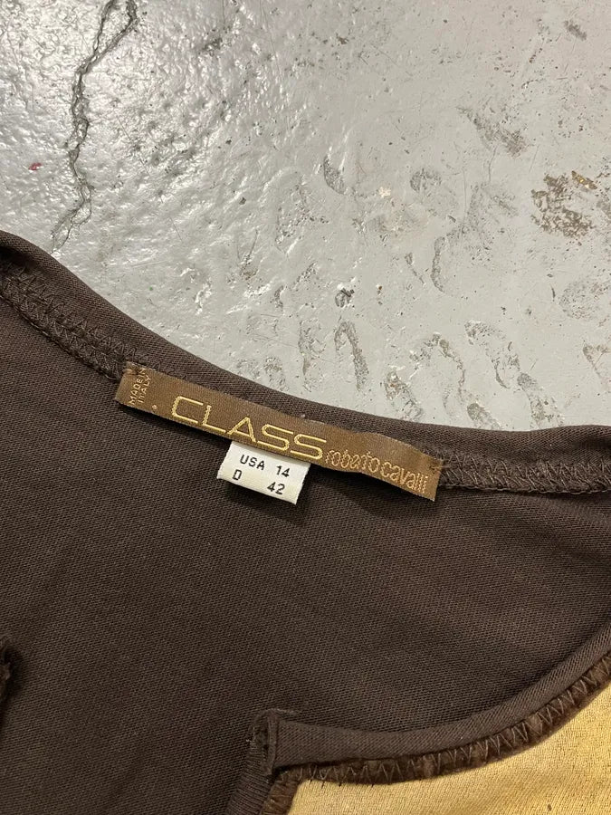 2000s Roberto Cavalli Elephant Beige & Brown Tunisian Longsleeve vBebSat 7