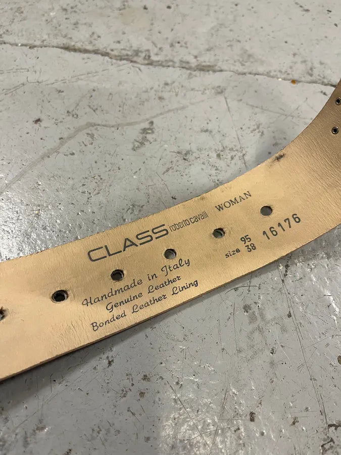 2000s Roberto Cavalli Embellished Crocodile Effect Yellow Leather Belt reRjMxS 7