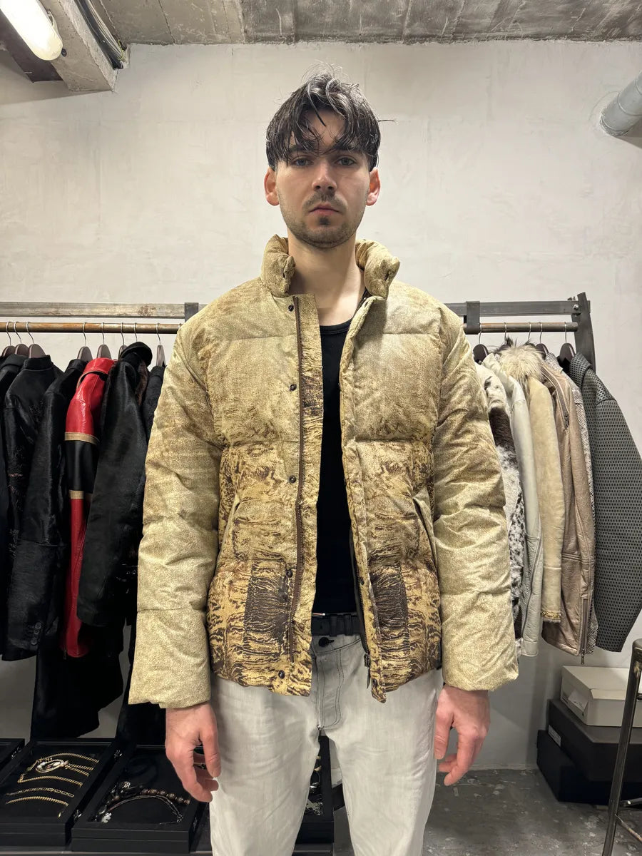 2000s Roberto Cavalli Eroded Creamy Puffer Jacket KMObKfb 2