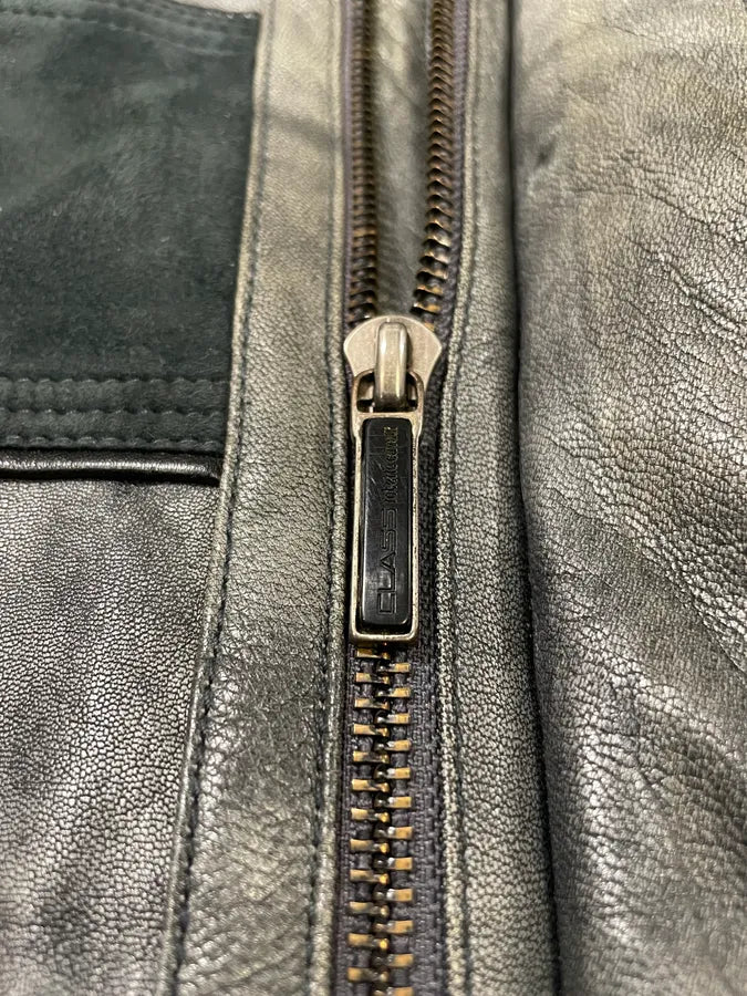 2000s Roberto Cavalli Eroded Grey Marble Effect Premium Leather Jacket (L) FIYsuDN 7