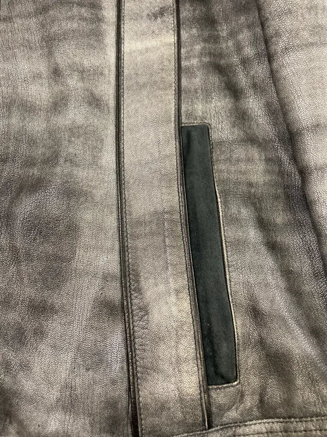 2000s Roberto Cavalli Eroded Grey Marble Effect Premium Leather Jacket (L) FIYsuDN 8