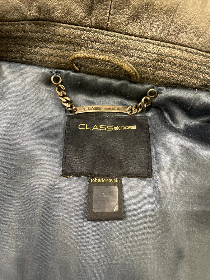 2000s Roberto Cavalli Eroded Grey Marble Effect Premium Leather Jacket (L) FIYsuDN 9