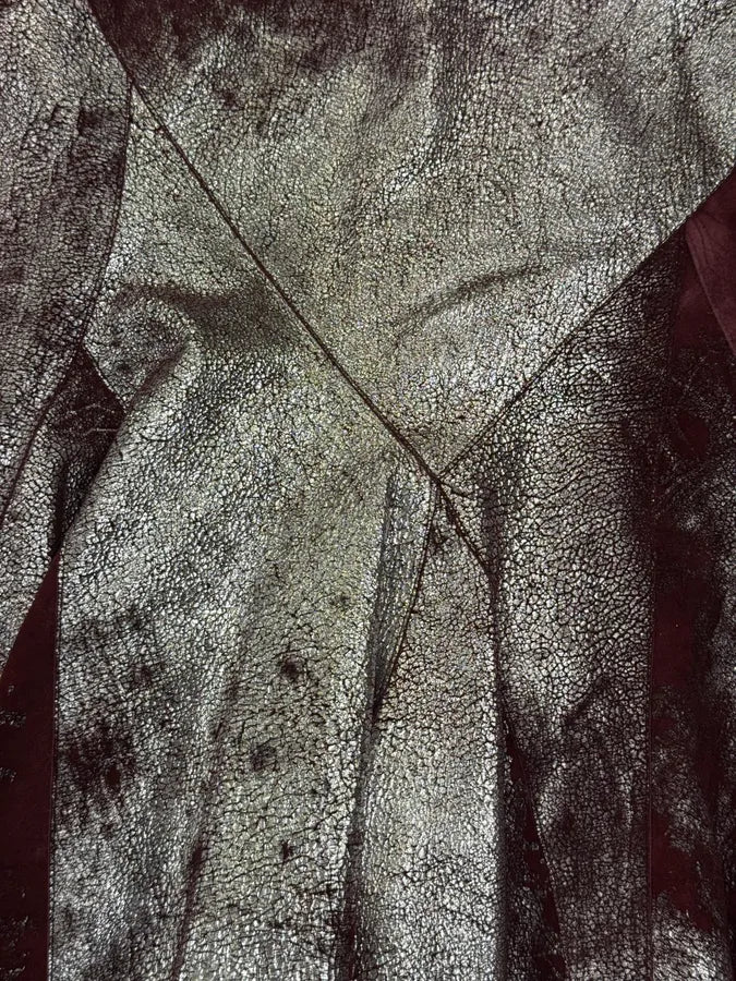 2000s Roberto Cavalli Eroded Silver Brown Suede Leather Skirt BRGLxMX 3