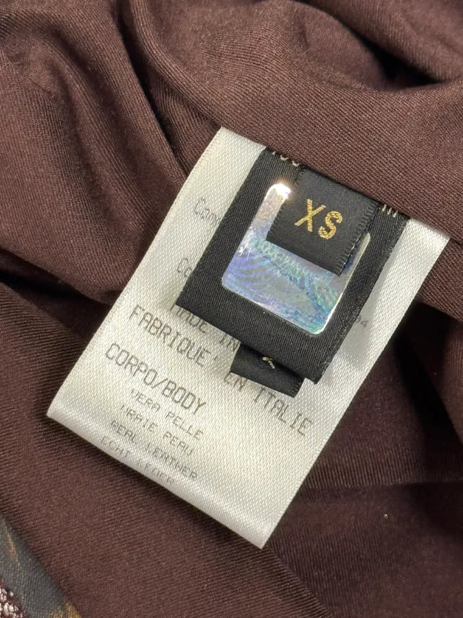 2000s Roberto Cavalli Eroded Silver Brown Suede Leather Skirt BRGLxMX 7