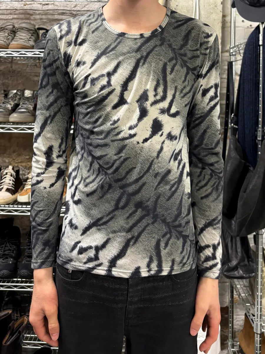 2000s Roberto Cavalli Extensible Savage Grey Longsleeves Top (S) sUUQZRd 1