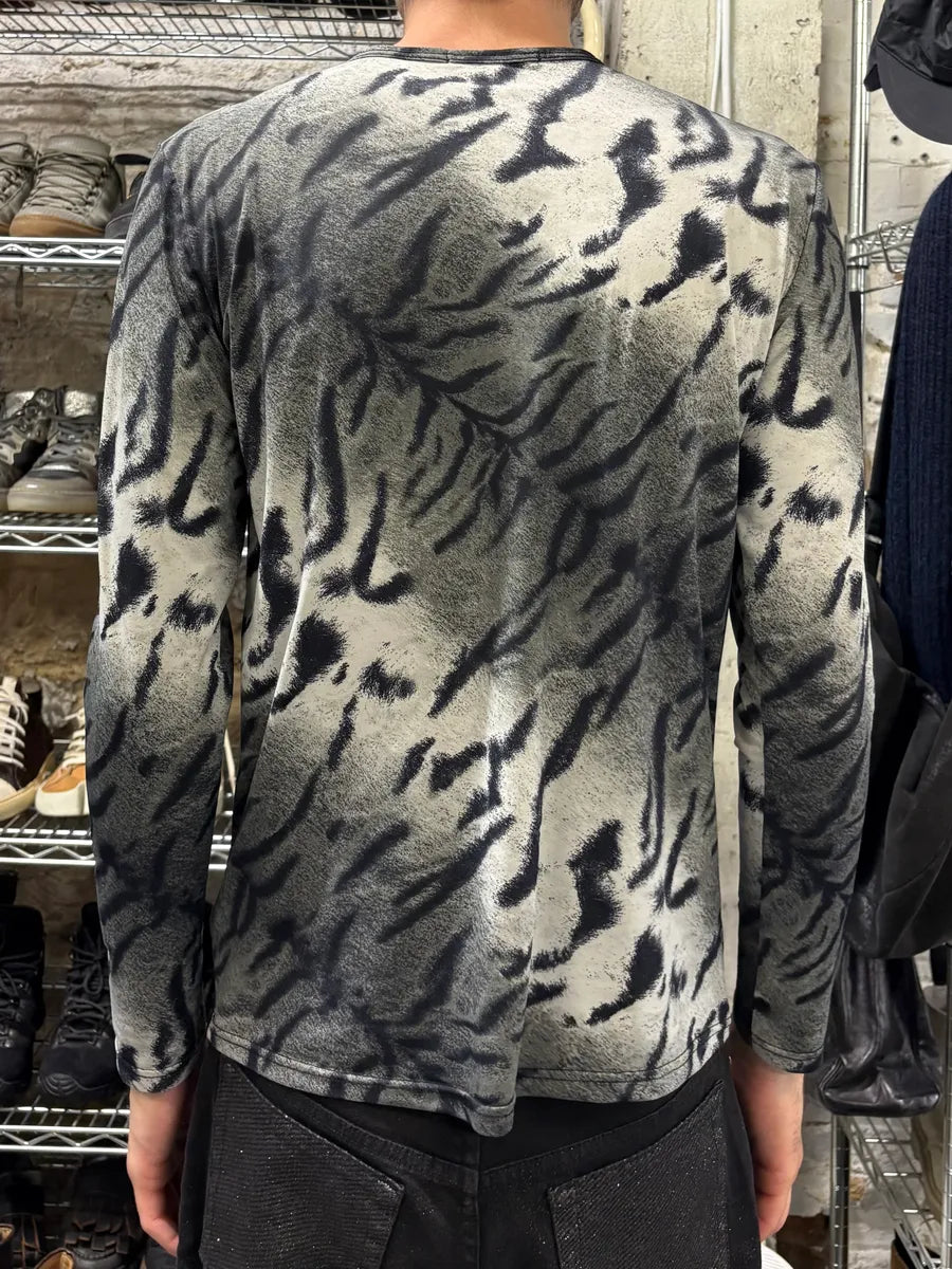 2000s Roberto Cavalli Extensible Savage Grey Longsleeves Top (S) sUUQZRd 2