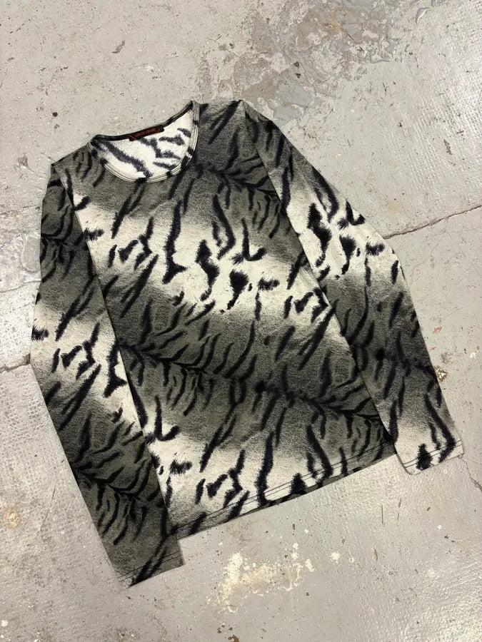 2000s Roberto Cavalli Extensible Savage Grey Longsleeves Top (S) sUUQZRd 3