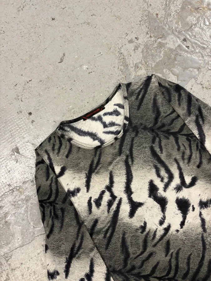 2000s Roberto Cavalli Extensible Savage Grey Longsleeves Top (S) sUUQZRd 4