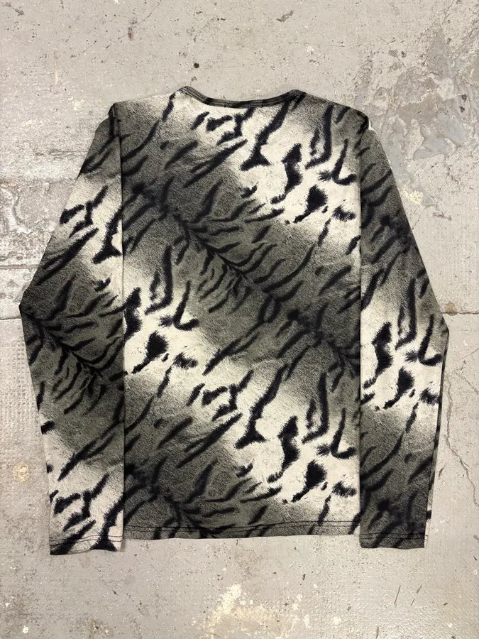 2000s Roberto Cavalli Extensible Savage Grey Longsleeves Top (S) sUUQZRd 5