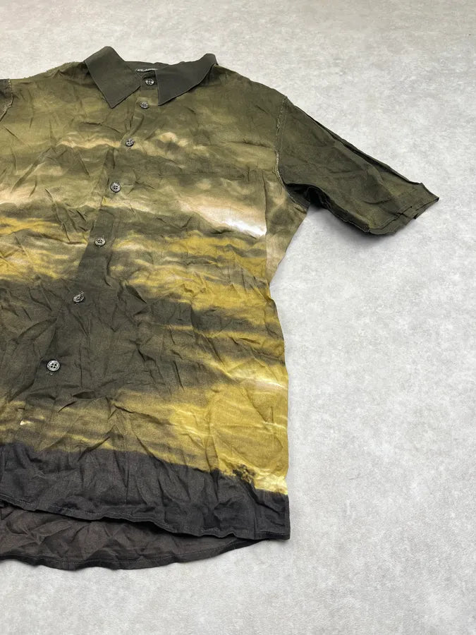 2000s Roberto Cavalli Faded Sunset Khaki Shirt uYlYXOq 6