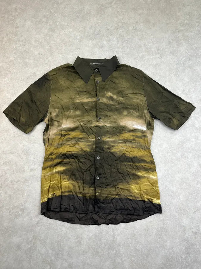 2000s Roberto Cavalli Faded Sunset Khaki Shirt uYlYXOq 2
