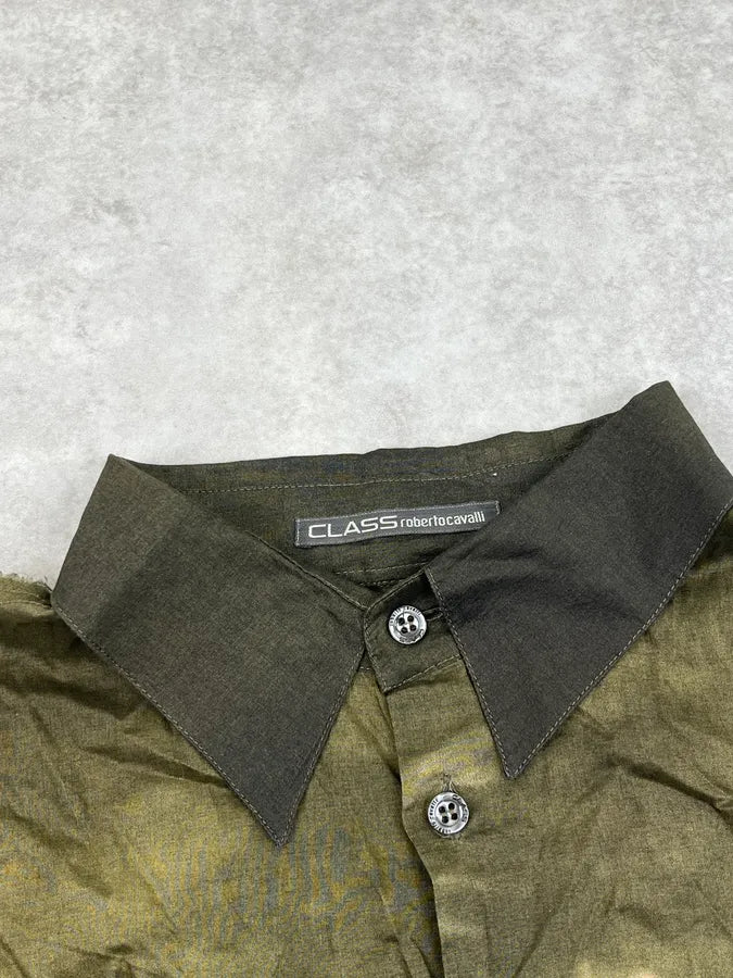 2000s Roberto Cavalli Faded Sunset Khaki Shirt uYlYXOq 9