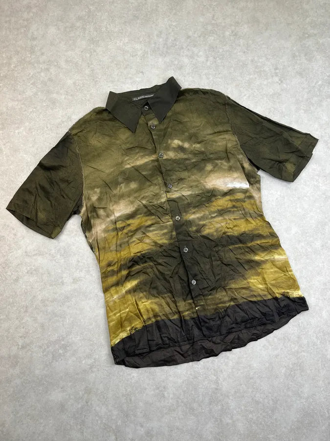 2000s Roberto Cavalli Faded Sunset Khaki Shirt uYlYXOq 4