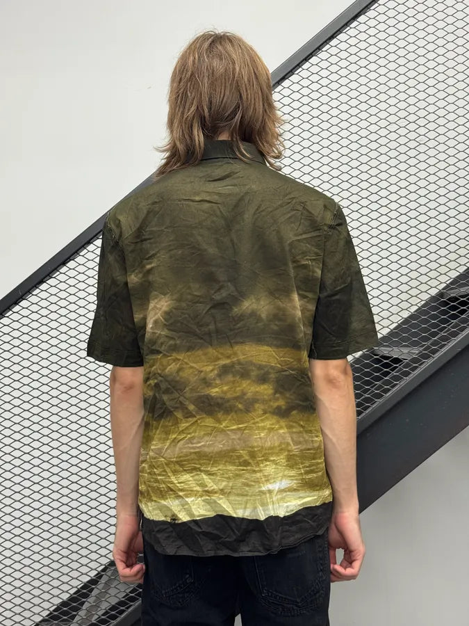 2000s Roberto Cavalli Faded Sunset Khaki Shirt uYlYXOq 1