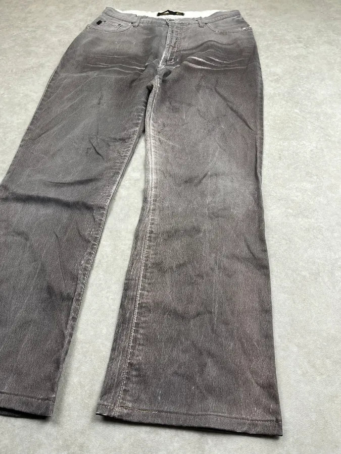 2000s Cavalli Faded Grey Overprint Bootcut Pants hQMJxhM 4