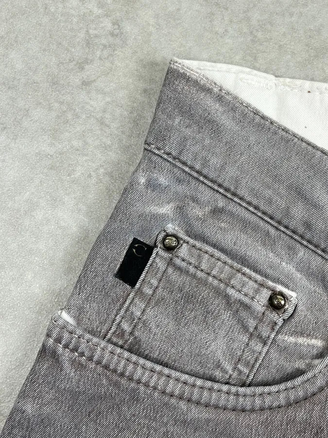 2000s Cavalli Faded Grey Overprint Bootcut Pants hQMJxhM 11