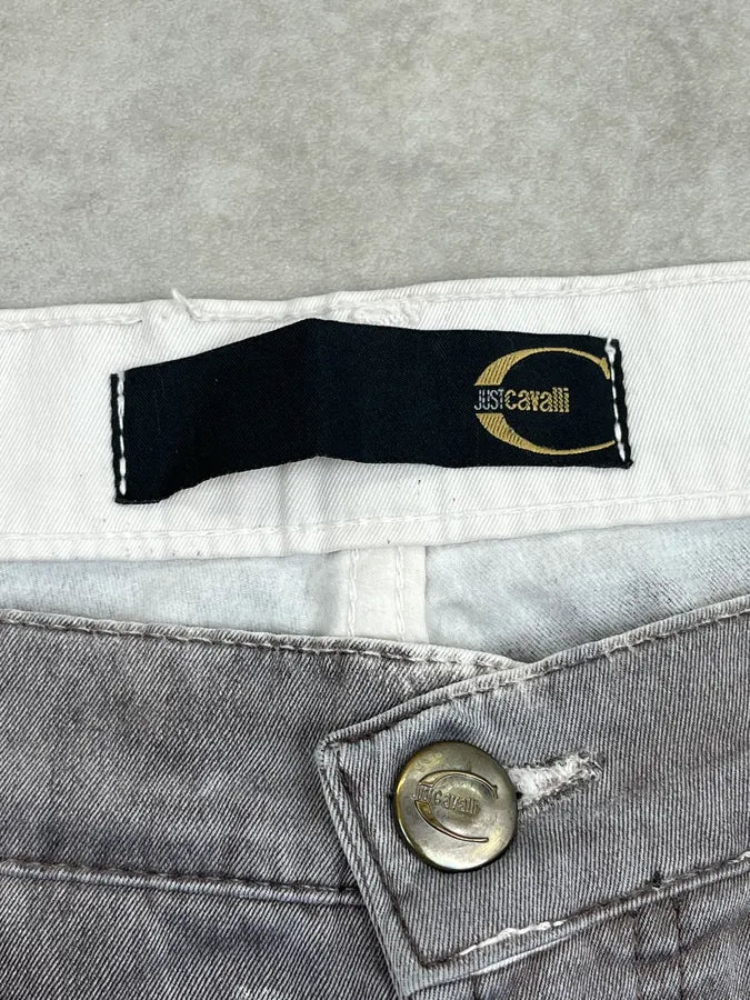 2000s Cavalli Faded Grey Overprint Bootcut Pants hQMJxhM 12