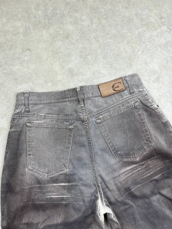 2000s Cavalli Faded Grey Overprint Bootcut Pants hQMJxhM 8