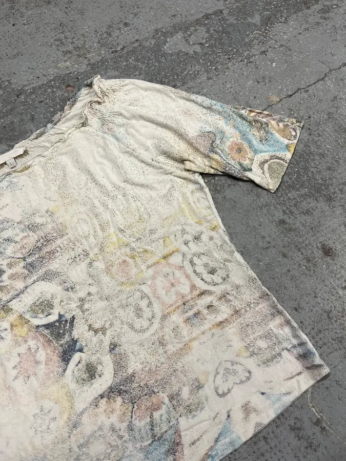 2000s Roberto Cavalli Faded Mosaic Print Wide Collar Top (S/M) UDyYIPE 3