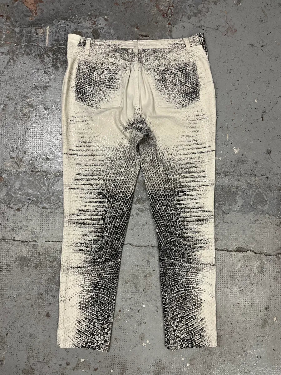 2000s Roberto Cavalli Faded Python Effect White Pants pqwvbgy 1
