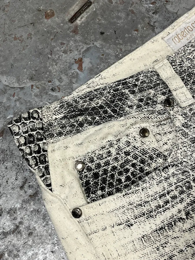 2000s Roberto Cavalli Faded Python Effect White Pants pqwvbgy 5