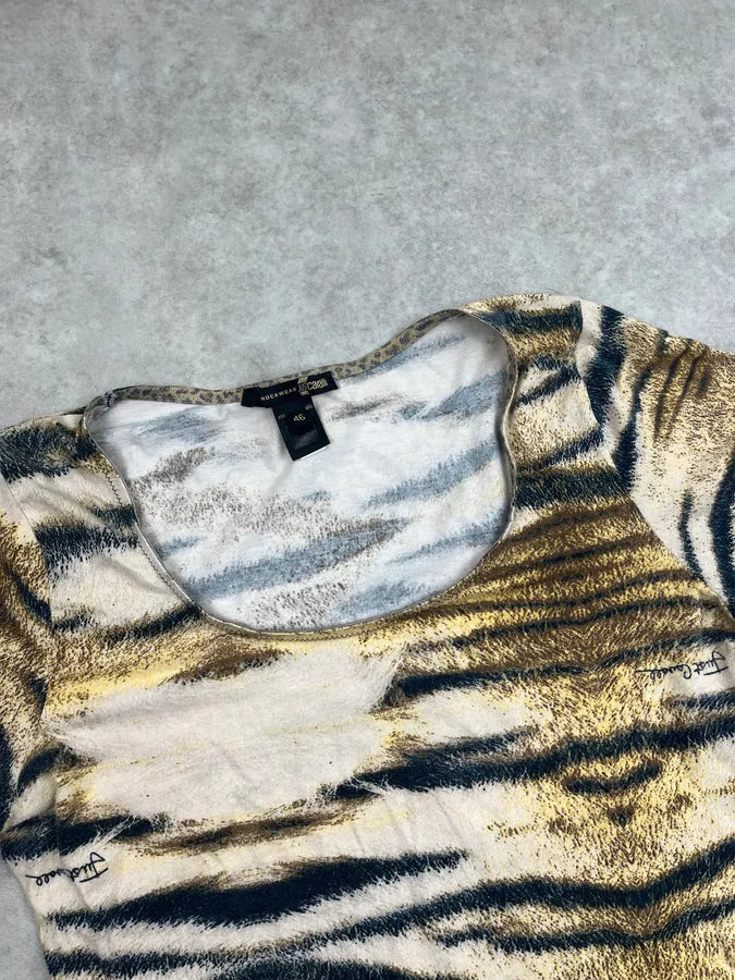 2000s Cavalli Beige Faded Zebra Longsleeve CxUPHQF 4