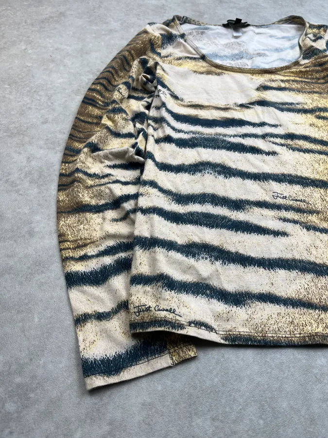 2000s Cavalli Beige Faded Zebra Longsleeve CxUPHQF 5