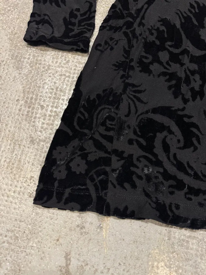2000s Roberto Cavalli Floral Velvet Mesh Black Dress (S) 10