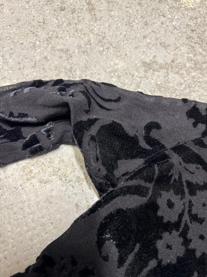 2000s Roberto Cavalli Floral Velvet Mesh Black Dress (S) 5