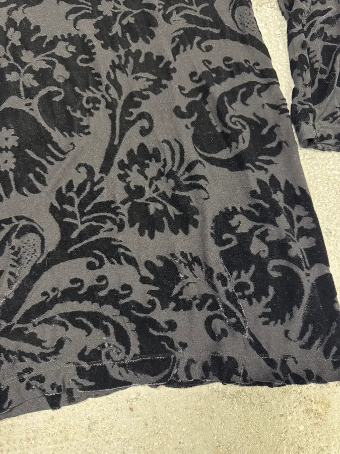 2000s Roberto Cavalli Floral Velvet Mesh Black Dress (S) 7