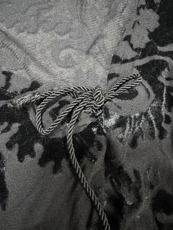 2000s Roberto Cavalli Floral Velvet Mesh Black Dress (S) 8