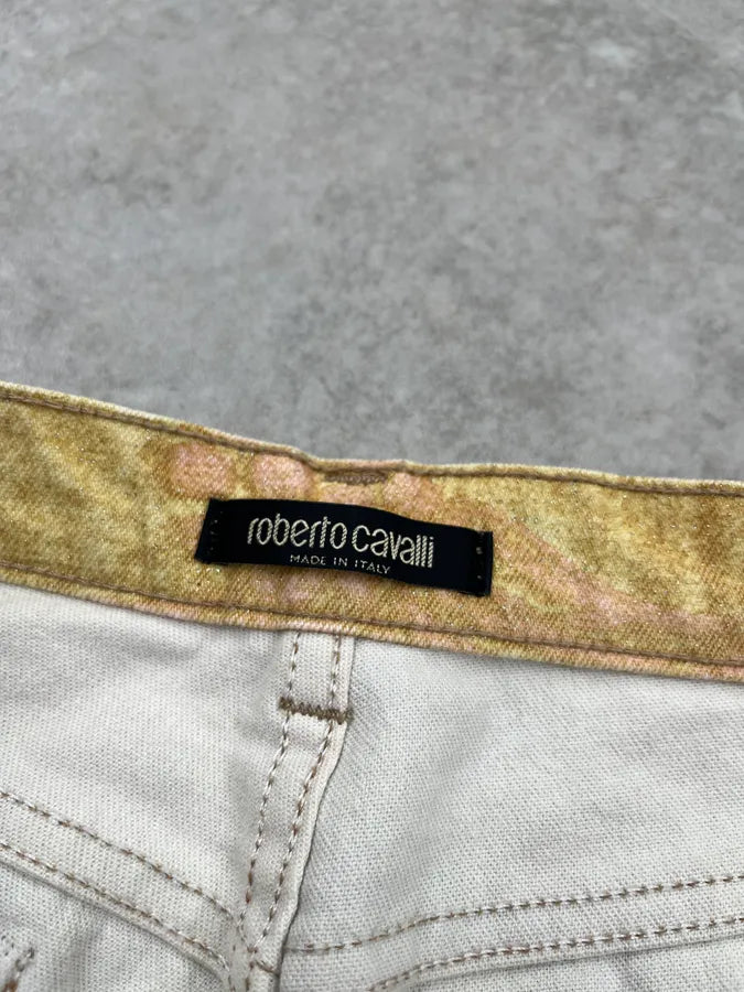 2000s Roberto Cavalli Flowered Pattern Gold & Pink Pants CkZBEyt 11