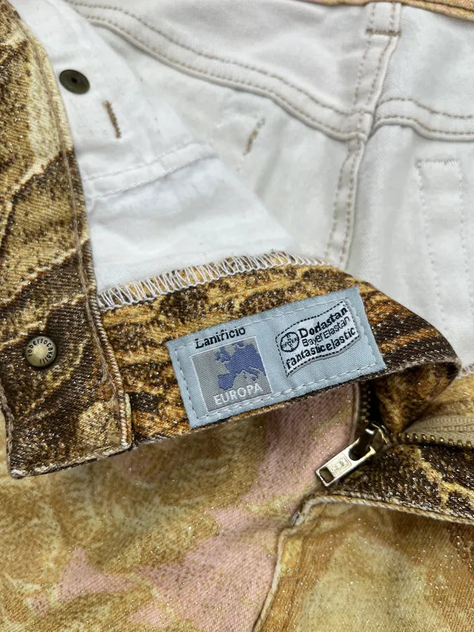 2000s Roberto Cavalli Flowered Pattern Gold & Pink Pants CkZBEyt 12