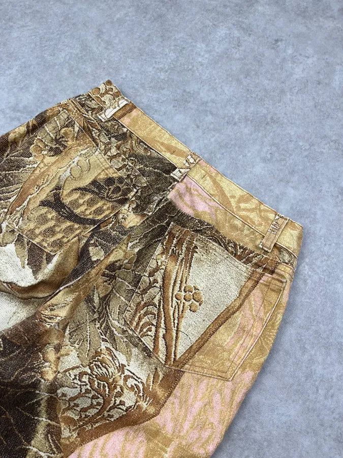 2000s Roberto Cavalli Flowered Pattern Gold & Pink Pants CkZBEyt 8