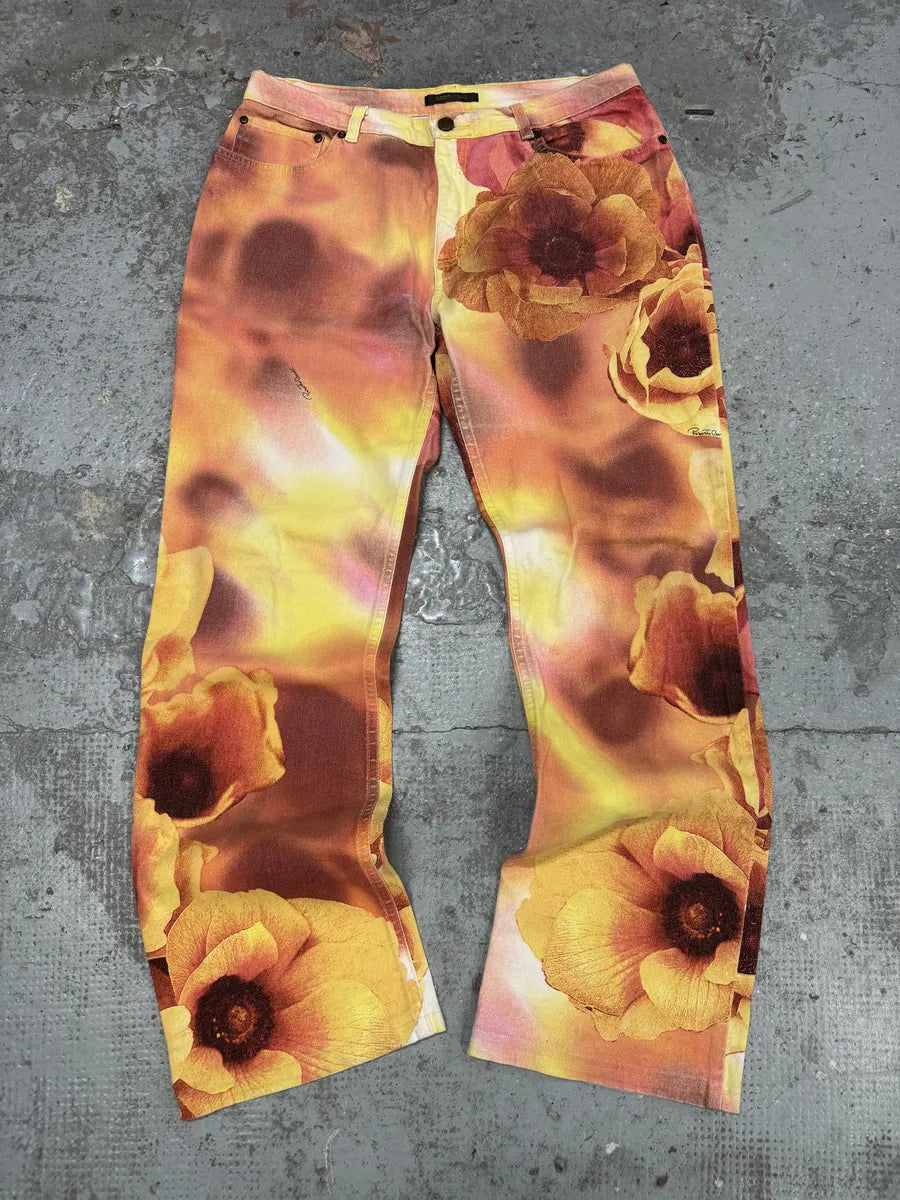 2000s Roberto Cavalli Flowers Spectrum Summer Pants dAArqoF 0