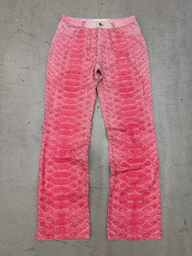2000s Roberto Cavalli Fuchsia Pink Scales Pants mACGTAO 0