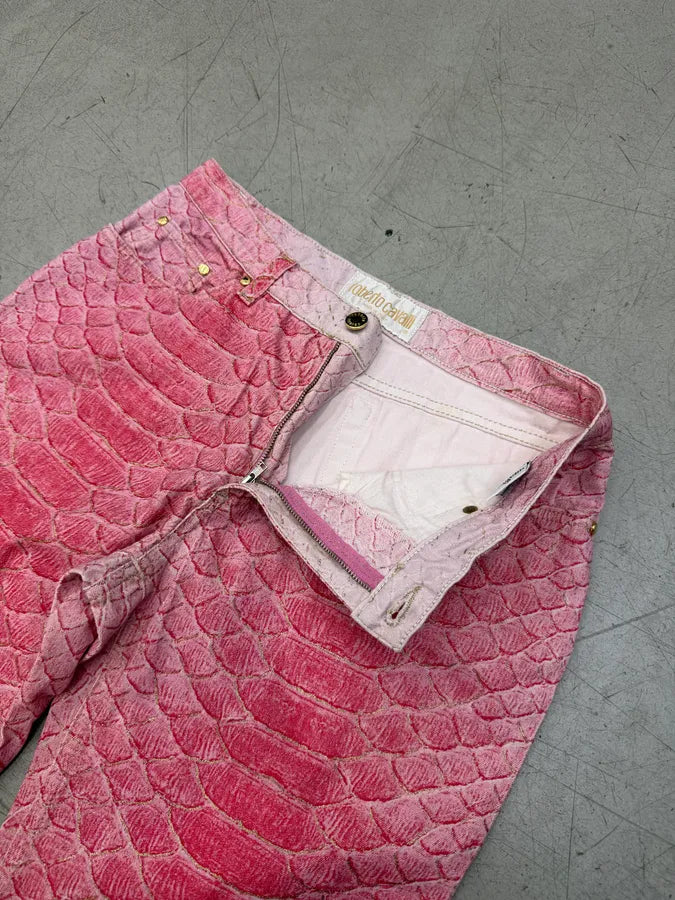 2000s Roberto Cavalli Fuchsia Pink Scales Pants mACGTAO 10