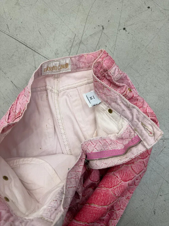 2000s Roberto Cavalli Fuchsia Pink Scales Pants mACGTAO 11