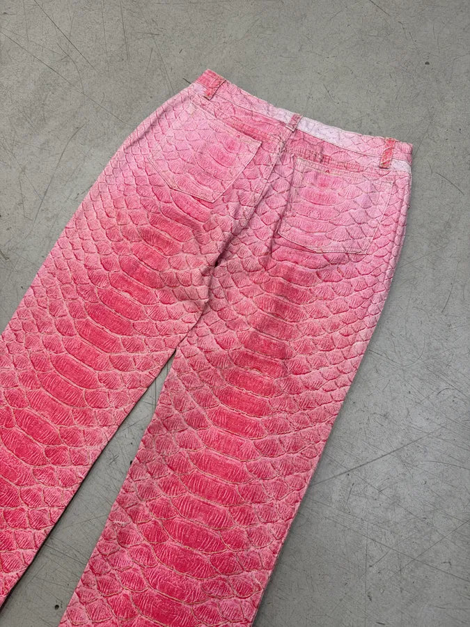 2000s Roberto Cavalli Fuchsia Pink Scales Pants mACGTAO 12