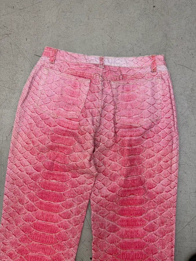 2000s Roberto Cavalli Fuchsia Pink Scales Pants mACGTAO 14