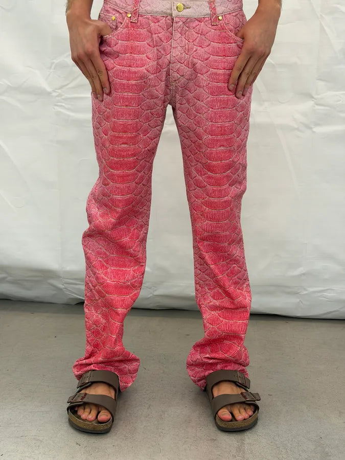 2000s Roberto Cavalli Fuchsia Pink Scales Pants mACGTAO 2