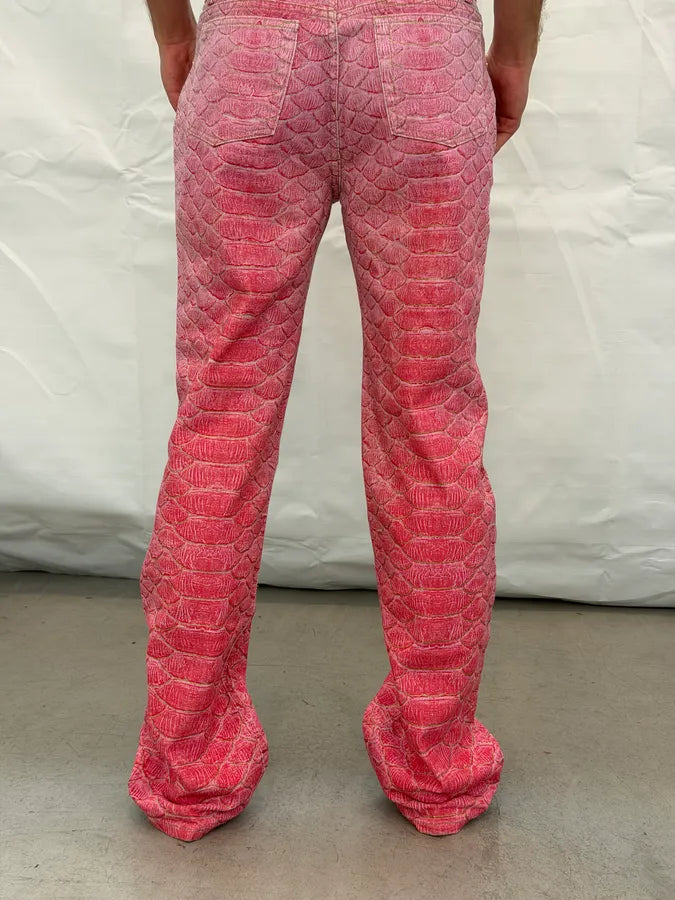 2000s Roberto Cavalli Fuchsia Pink Scales Pants mACGTAO 3